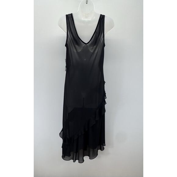 CACHET Vintage Sheer Dress/Cover Up Black Ruffled Women’s Size 12 New With Tags - Picture 3 of 8